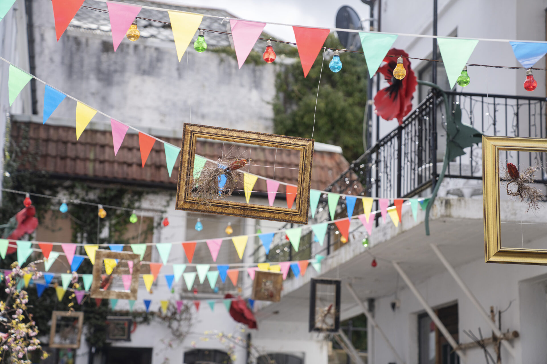 Colourful street decorations in Sandnes city centre