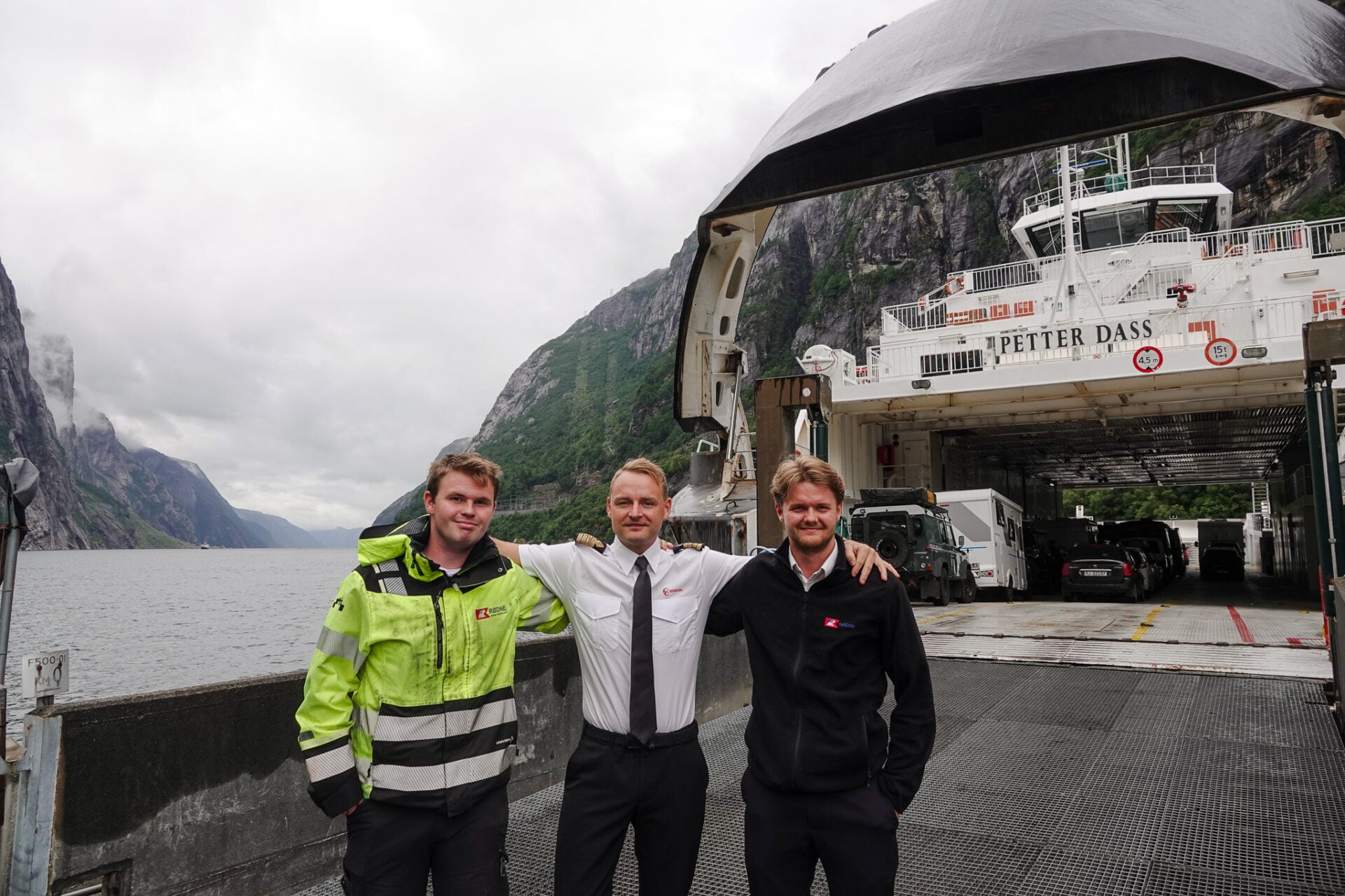 Three crew members of the car ferry 