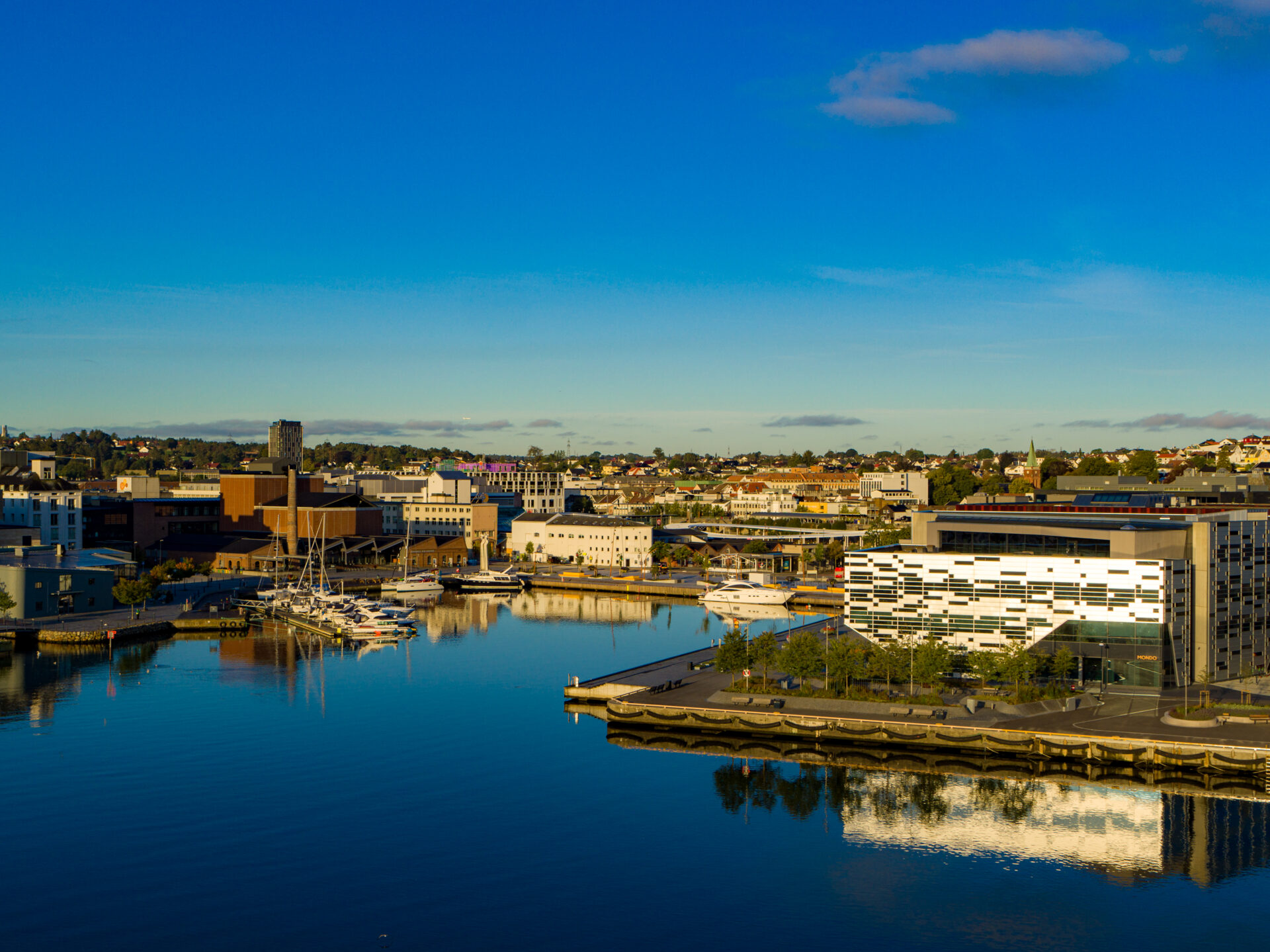 Sandnes harbourfront by the Gandsfjord, departure point for fjord cruises